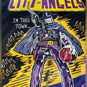 LeBron James Los Angeles Lakers NBA Black Short Sleeve T-Shirt “CITY OF ANGELS”